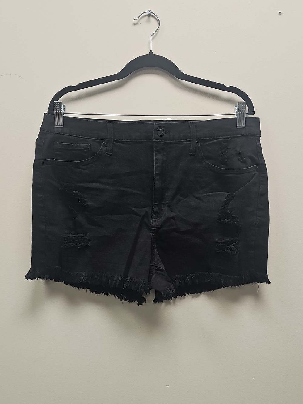 Mudd Black Distressed Frayed Hem Jean Shorts